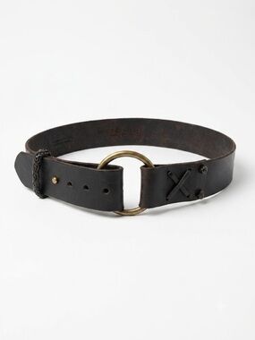 Ralph Lauren Denim & Supply Vintage Distressed Brown Leather O-Ring Belt Medium